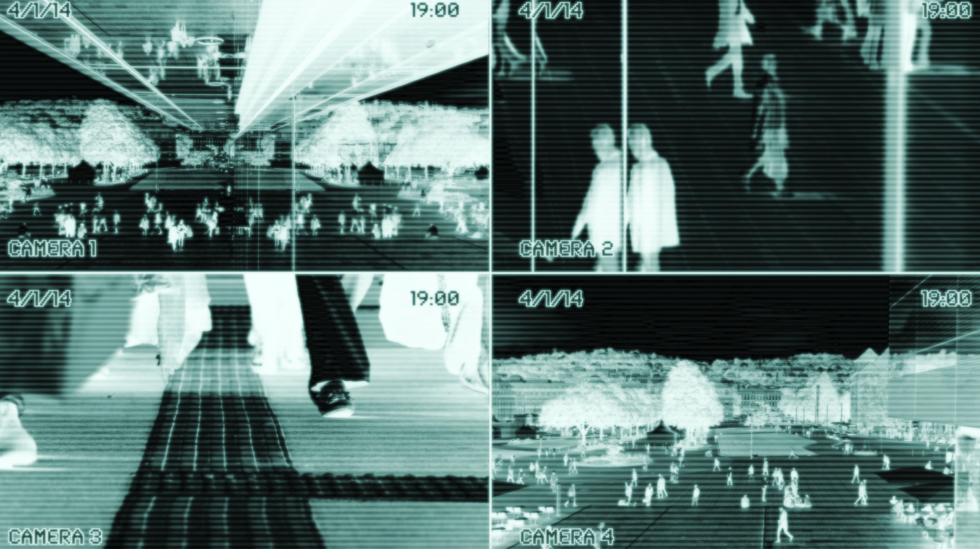 Split screen cctv surveillance camera