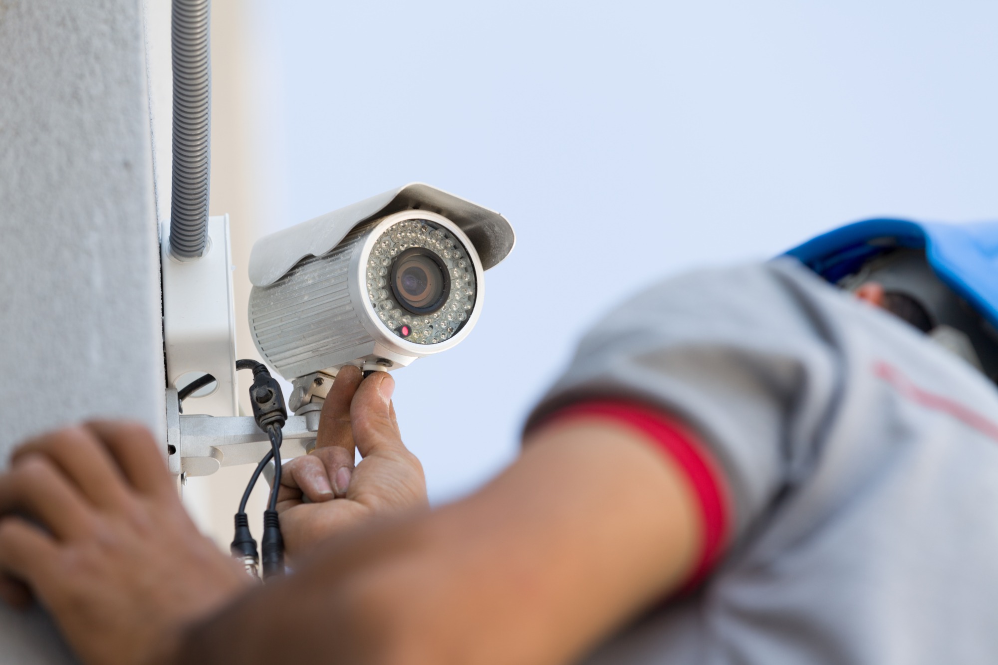 Professional cctv technician working