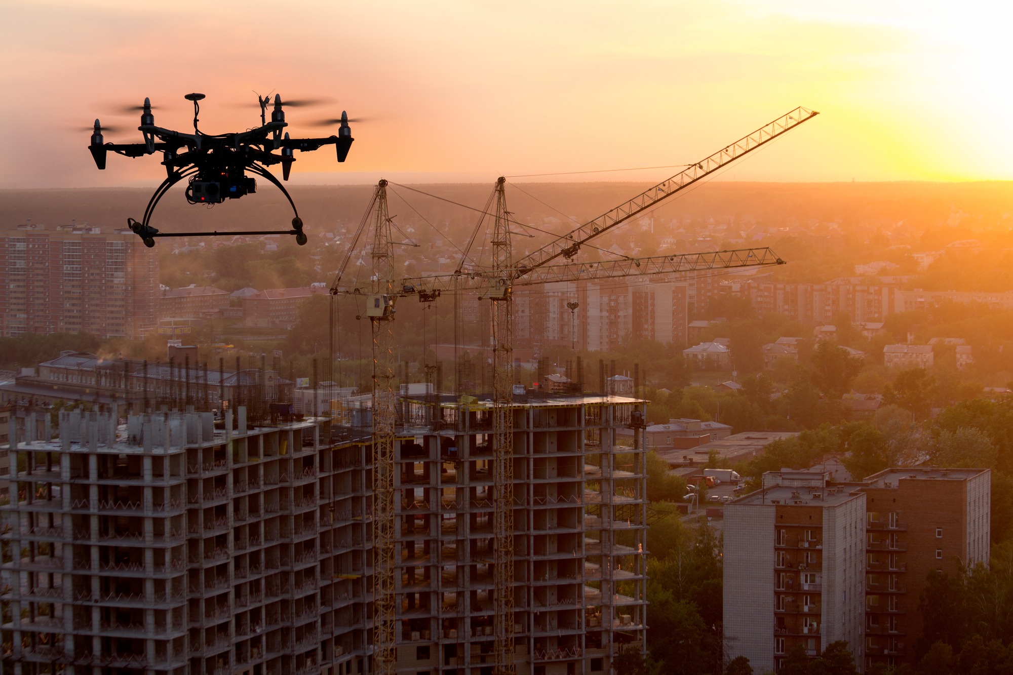 Drone over building