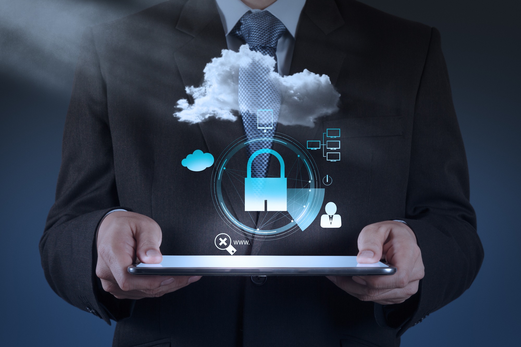 Businessman showing Internet security