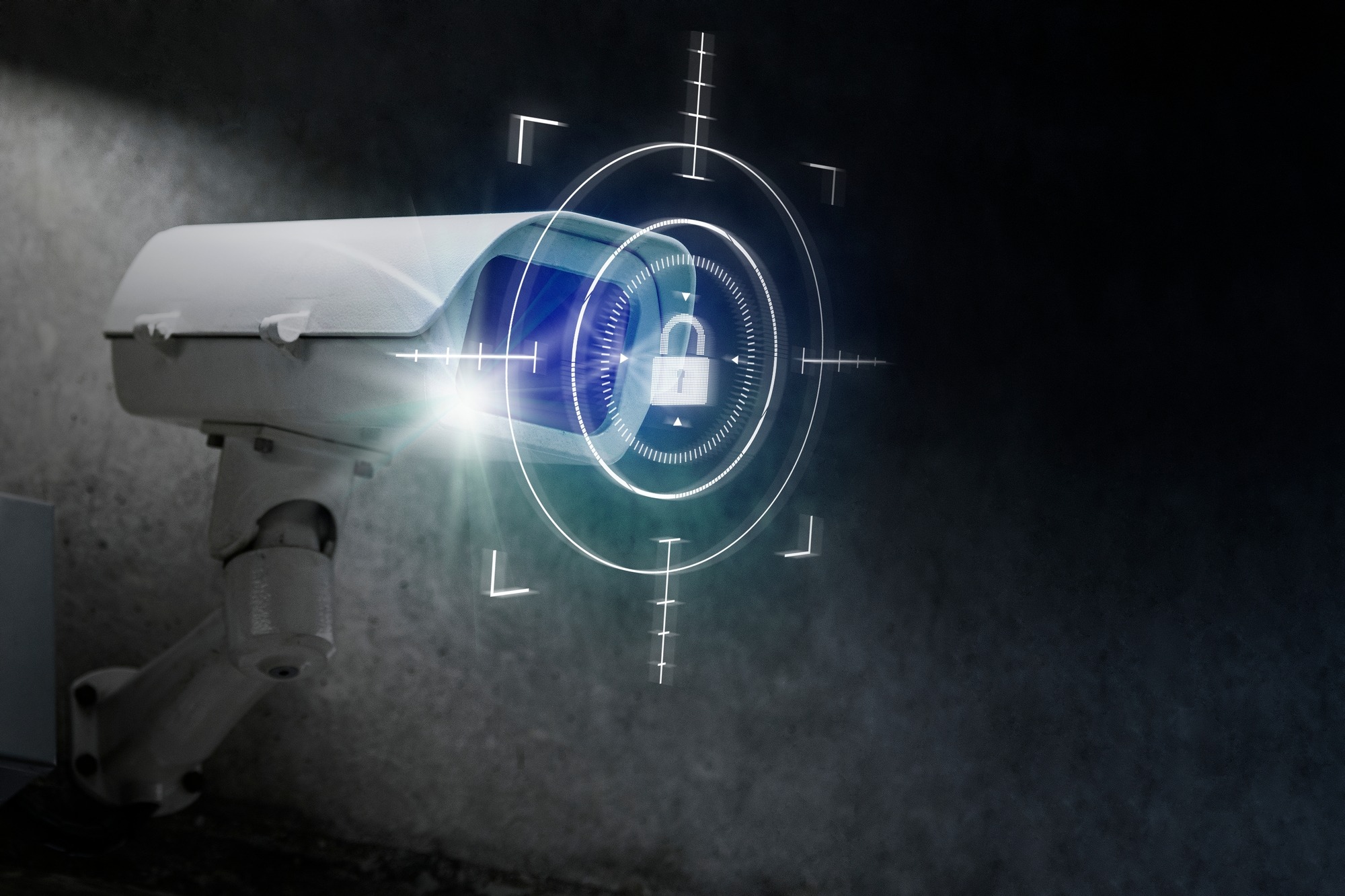 CCTV security technology with lock icon